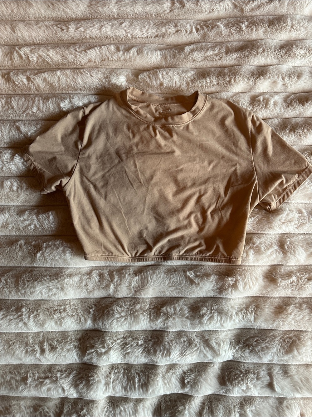 SKIMS Cropped Crewneck Top in Beige